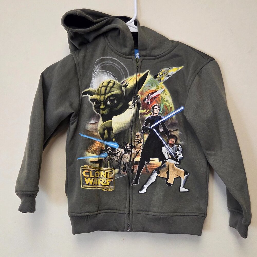 Star Wars Clone Wars 2pc Outfit Jacket Pants Olive/Black fleece lined Size 6